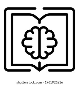Book brain icon. Outline Book brain vector icon for web design isolated on white background