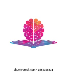 Diseño del logo del cerebro del libro. Diseño de logotipo educativo e institucional. Concepto de logotipo de combinación de libros y cerebro