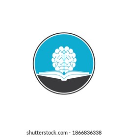Diseño del logo del cerebro del libro. Diseño de logotipo educativo e institucional. Concepto de logotipo de combinación de libros y cerebro