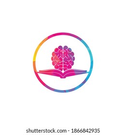 Diseño del logo del cerebro del libro. Diseño de logotipo educativo e institucional. Concepto de logotipo de combinación de libros y cerebro