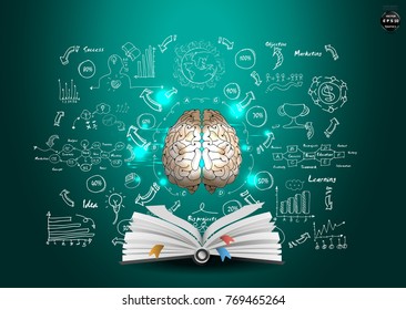 Book and Brain  - Plan Business modern Idea and Concept  illustration.