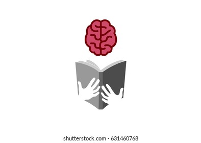 Book Brain Reading Logo Design Illustration