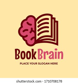 Book brain vector logo template. This design use mind symbol. Suitable for education.