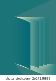 O livro é um caminho brilhante para o conhecimento. Ilustração vetorial. Esboço para criatividade.