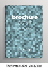 Book / brochure cover, blue background, squares