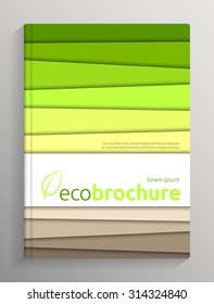 Book / brochure cover, colored paper stripes, with bleed and crop marks