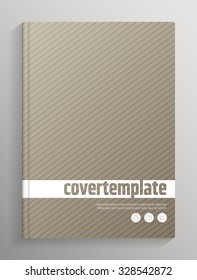 Book / brochure cover design template, blurred lines on gradient grey background, with bleed and crop marks