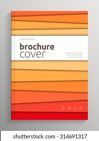 Book / brochure cover, orange paper stripes theme, with bleed and crop marks