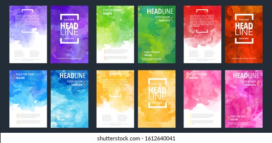 book brochure template design bundle set for layout flyer cover with watercolor background useful for any project where a platter of color makes the difference book colour colourful abstract backgroun