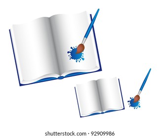book with brush isolated over white background. vector
