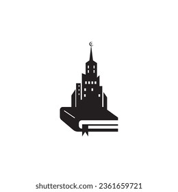 ilustración de diseño vectorial abstracto del logotipo de construcción de libros