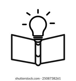 book with bulb icon Black line art vector logo