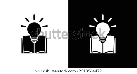 book with bulb icon Flat fill set collection