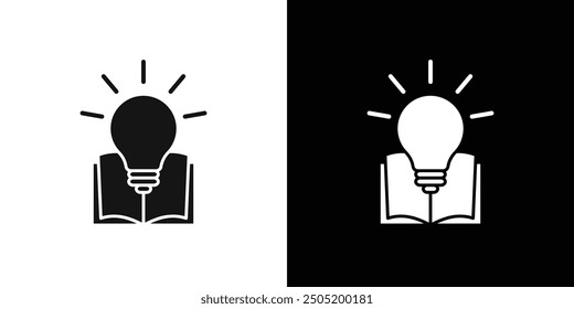book with bulb icon logo set vector