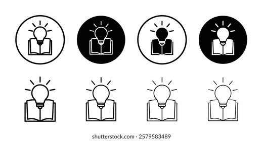 book with bulb icon logo sign set vector outline