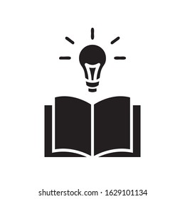 Book with bulb icon in trendy solid style design. Vector graphic illustration. Suitable for website design, logo, app, and ui. Editable vector stroke. EPS 10.