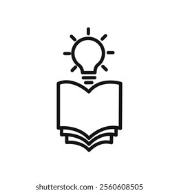 book with bulb icon vector line logo art