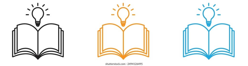 book with bulb icon vector logo set collection for web app ui