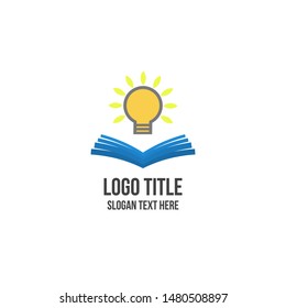 book and bulb minimal logo concept for business company. idea library ilustration