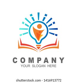Book and bulb smart , education idea logo template inspiration