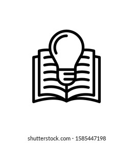Book and bulb vector icon in outline style on white background