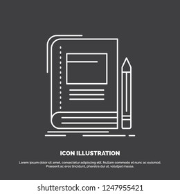Book, business, education, notebook, school Icon. Line vector symbol for UI and UX, website or mobile application