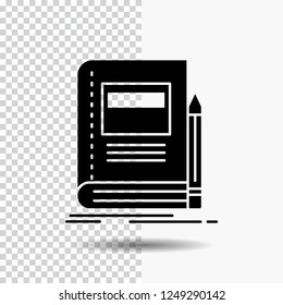 Book, business, education, notebook, school Glyph Icon on Transparent Background. Black Icon