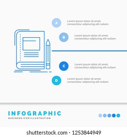 Book, business, education, notebook, school Infographics Template for Website and Presentation. Line Blue icon infographic style vector illustration