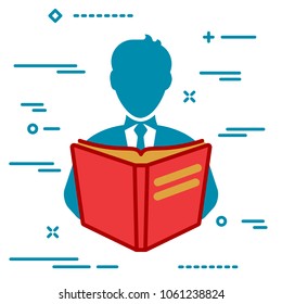 book businessman reader flat style icon