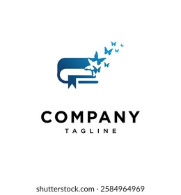 Book and Butterfly Logo Icon vector