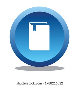 Book button, white book button isolated blue circle and white background, book button design that can be used for the web, applications, templates, and games and other digital purposes