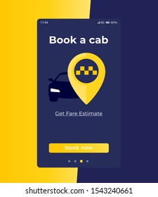 Book a cab app ui, vector