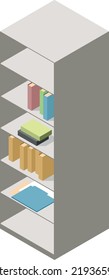 Book cabinet isometric icon. House storage furniture