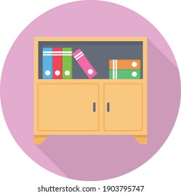 book cabinet vector flat colour icon