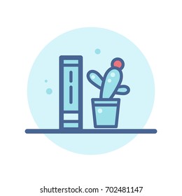 Book and cactus outline icon