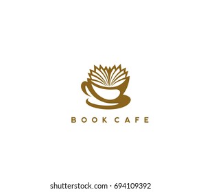 Book cafe icon, reading, book, leisure time, coffee house, bakery, drink, eat, donuts, vector illustration