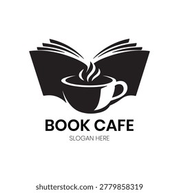Book Cafe Logo, Book Cafe Logo design blends cozy café ambiance with literary branding, ideal for modern coffee shops, reading lounges, and creative hospitality businesses emphasizing warmth, knowledge, and community identity.