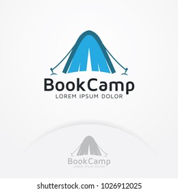 Book camp logo. Book logo education, Library design vector template.