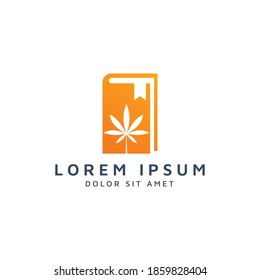 book and cannabis negative space logo design