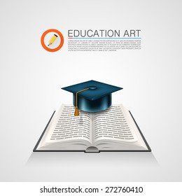 Book with a cap. art sign. Vector illustration