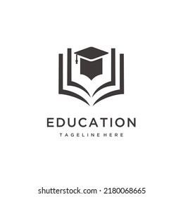 Book and Cap Graduation Logo Design Icon Vector