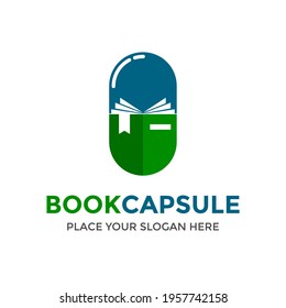 book capsule vector logo template illustration.This logo suitable for medicine