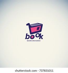 book cart logo concept.  vector illustration