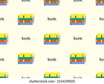 Caracteres de caricatura de libros con un patrón impecable sobre fondo amarillo.Estilo de píxeles