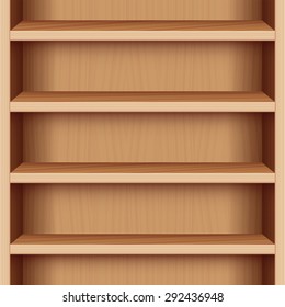 Book case with wood grain - can be endlessly extended upwards and downwards. Vector illustration.