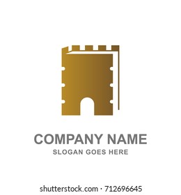 Book Castle Library Bookstore Logo Vector Icon