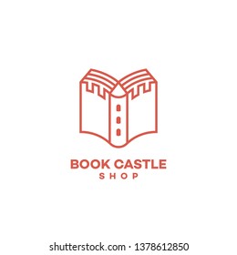 Book castle logo design template. Vector illustration.