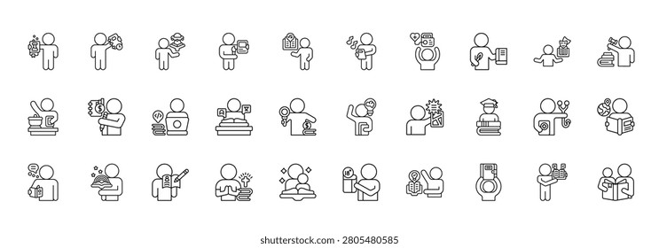 Book Category Icon set Collection in Line . library, school, class, read, science, literature, student