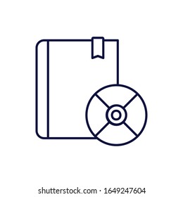 Book and cd line style icon design, Education literature read library school university information learning and text theme Vector illustration