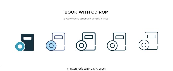 book with cd rom icon in different style vector illustration. two colored and black book with cd rom vector icons designed in filled, outline, line and stroke style can be used for web, mobile, ui